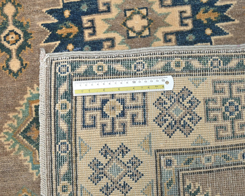 3x5 Gray Kuba Afghan Hand Knotted Wool Area Rug